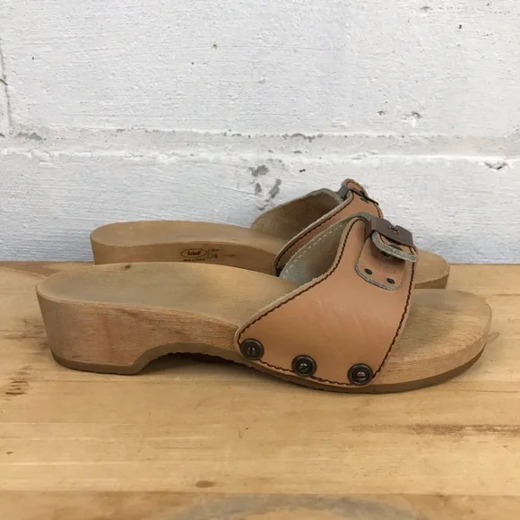 Vintage Dr Scholl Womens Size 6 Wooden Shoes - Picture 6 of 12